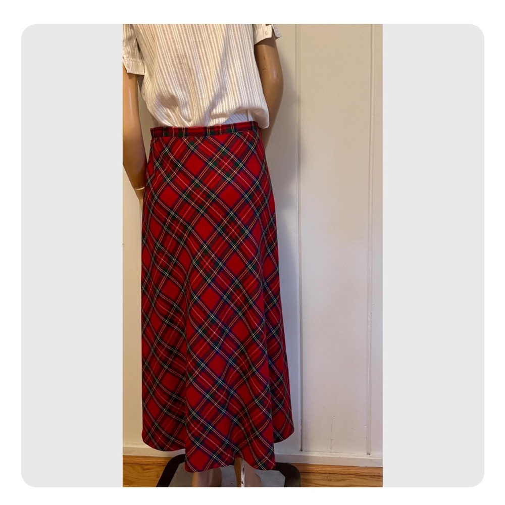 Talbots 100%wool red plaid midi skirt made in USA size 14 - Picture 4 of 5